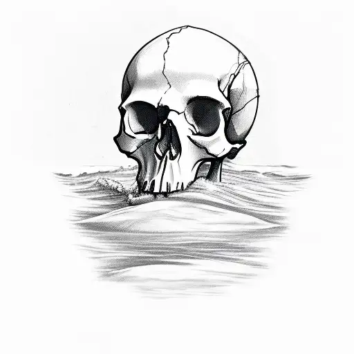 skull with the beach and XXVI written on paper tattoo design idea