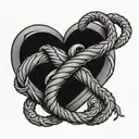 A symbolic tattoo of a whip coiled around a heart, representing the balance between pain and pleasure in BDSM relationships tattoo design idea