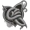 A symbolic tattoo of a whip coiled around a heart, representing the balance between pain and pleasure in BDSM relationships tattoo design idea