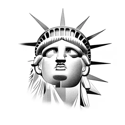 Statue of Liberty and lady Justice merged tattoo design idea