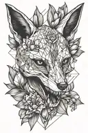 fox skull with tulips tattoo design idea
