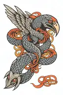 crow fighting snake tattoo design idea