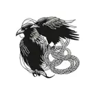 crows and snakes tattoo design idea