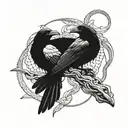 crows and snakes tattoo design idea