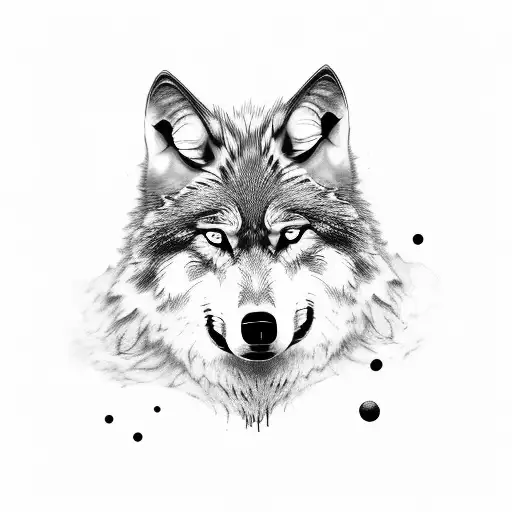 Wolf with baby word tattoo design idea