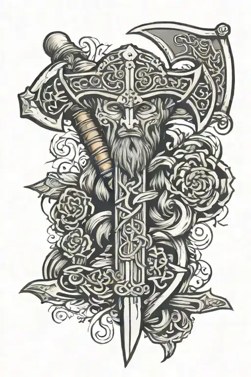 viking ax crossed    tattoo design idea