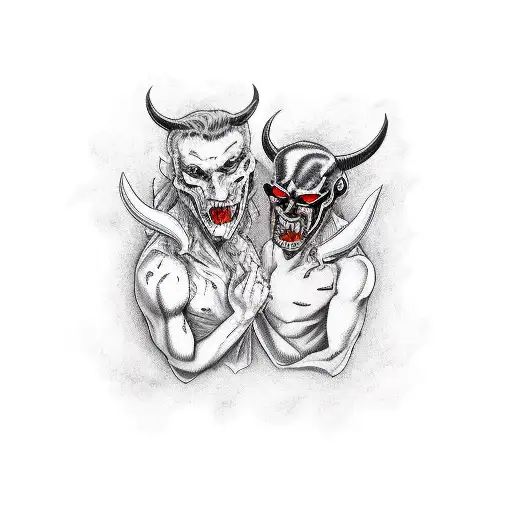 devil vs angel tattoo design idea