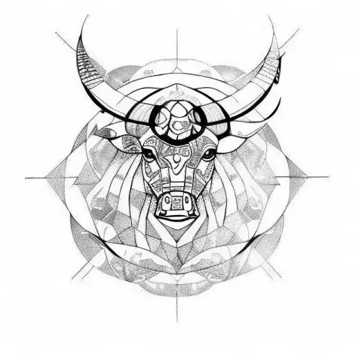 Taurus zodiac for Mans body, depicting female person tattoo design idea