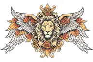 lion and wings spread wide tattoo design idea