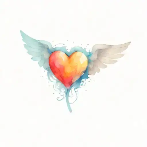 heart with angel wings and halo symbolizing tattoo design idea