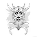 pixie haircut blonde full body pinup girl as a devil tattoo design idea