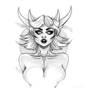 pixie haircut blonde full body pinup girl as a devil tattoo design idea