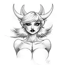 pixie haircut blonde full body pinup girl as a devil tattoo design idea