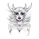 pixie haircut blonde full body pinup girl as a devil tattoo design idea