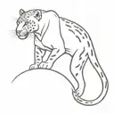 A sleek and modern design of a leopard's silhouette against a calming sunset backdrop tattoo design idea