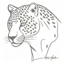 A sleek and modern design of a leopard's silhouette against a calming sunset backdrop tattoo design idea
