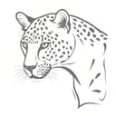 A sleek and modern design of a leopard's silhouette against a calming sunset backdrop tattoo design idea