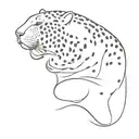 A sleek and modern design of a leopard's silhouette against a calming sunset backdrop tattoo design idea