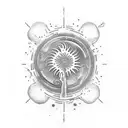 a cheerful forearm tattoo. Mostly black ink, but some very colorful elements. Leitmotif: beach, sea, palm trees tattoo design idea