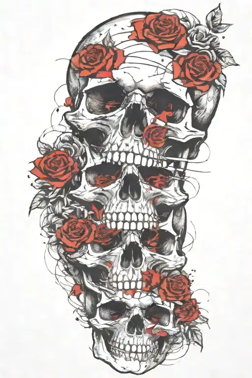 Skull With Roses  tattoo design idea