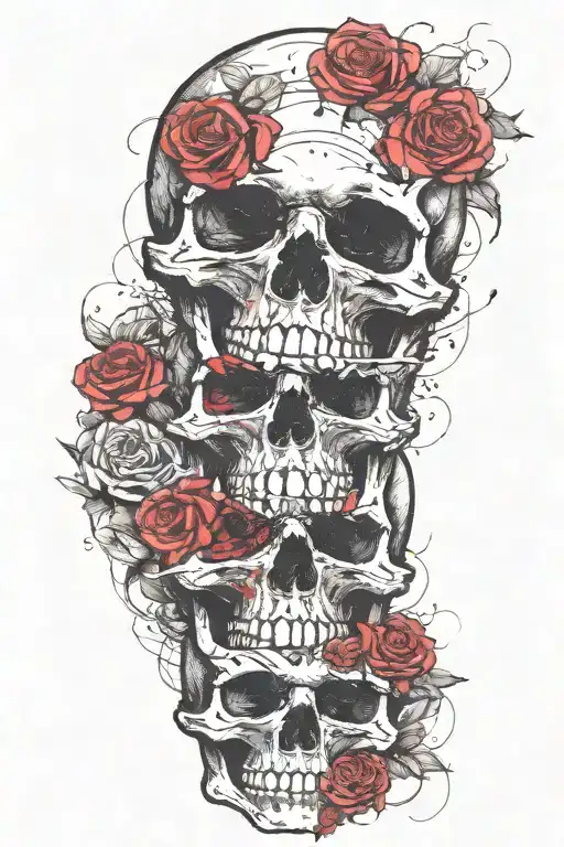 Skull With Roses mixed tattoo design idea