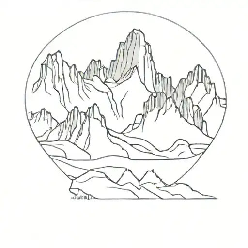 silhouettes of the Fitz Roy mountains, which have a semicircle below as if they were holding them tattoo design idea