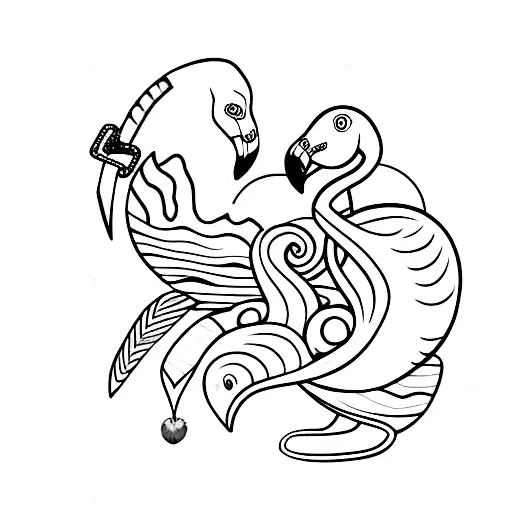 flamingo with Mardi Gras beads tattoo design idea