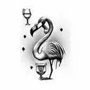 flamingo with whiskey glass Mardi Gras beads poker tattoo design idea