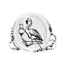 flamingo with whiskey glass Mardi Gras beads poker tattoo design idea