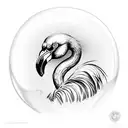 flamingo with whiskey glass Mardi Gras beads poker tattoo design idea