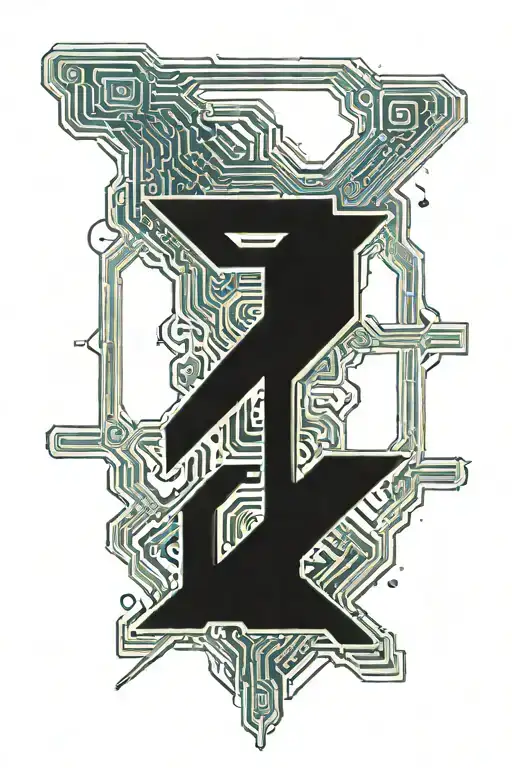 ascii draw cyber sigil singularity  tattoo design idea