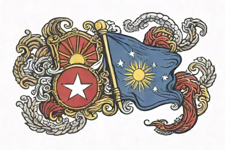 Philippine and Vietnam flag intertwined tattoo design idea