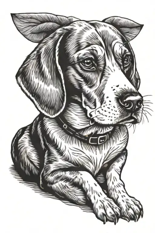 beagle sitting tattoo design idea