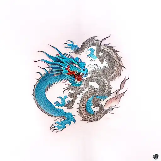Dragon fighting a tiger tattoo design idea