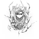 Reference to Tokyo Ghoul, Berserk, Death Note, Jujitsu Kaisen, Cyberpunk Edge runners tattoo design idea