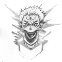 Reference to Tokyo Ghoul, Berserk, Death Note, Jujitsu Kaisen, Cyberpunk Edge runners tattoo design idea