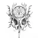 steer skull with dreamcatcher  tattoo design idea