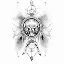 steer skull with dreamcatcher  tattoo design idea