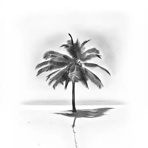 Palm Tree and beach chair  tattoo design idea