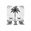 Palm Tree with chairs tattoo design idea