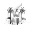 Palm Tree with chairs tattoo design idea