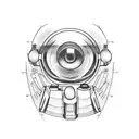 Motorcycle engine with a camera lens piston tattoo design idea