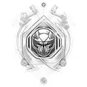 Motorcycle engine with a camera lens piston tattoo design idea