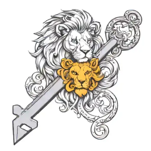 create a tatoo with a leo lion with a key laying in his mouth tattoo design idea