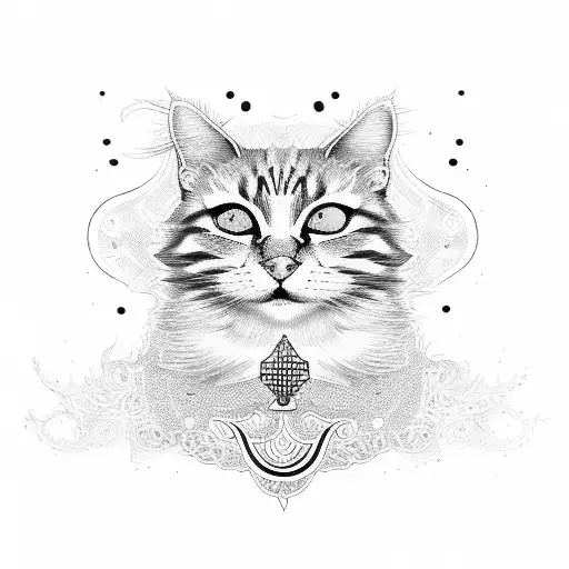 orange cat holding fried chicken tattoo design idea