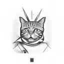 orange cat holding fried chicken tattoo design idea