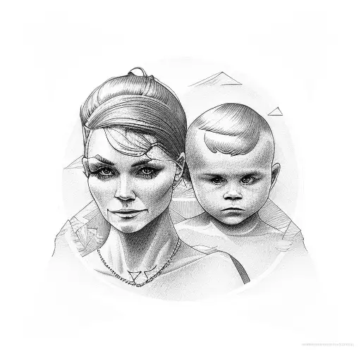 mother and son  tattoo design idea
