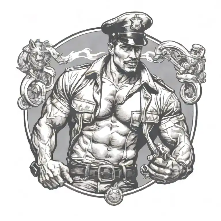 tom of finland pinup style tattoo design idea