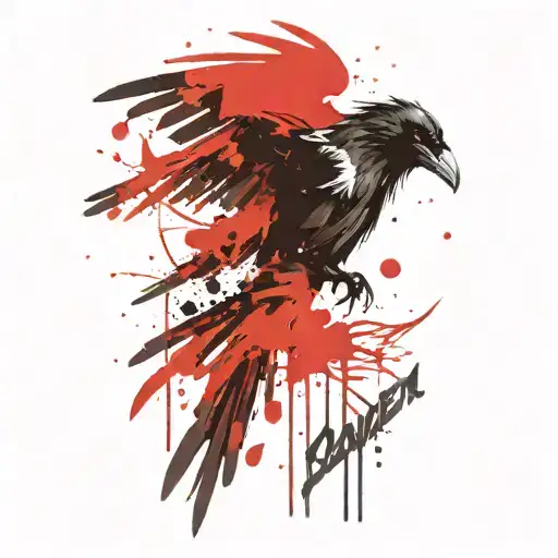 gothic raven flying  tattoo design idea