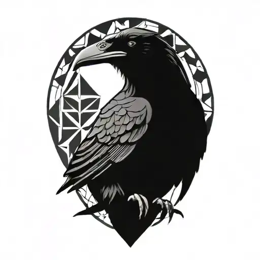 gothic raven perched on top tattoo design idea